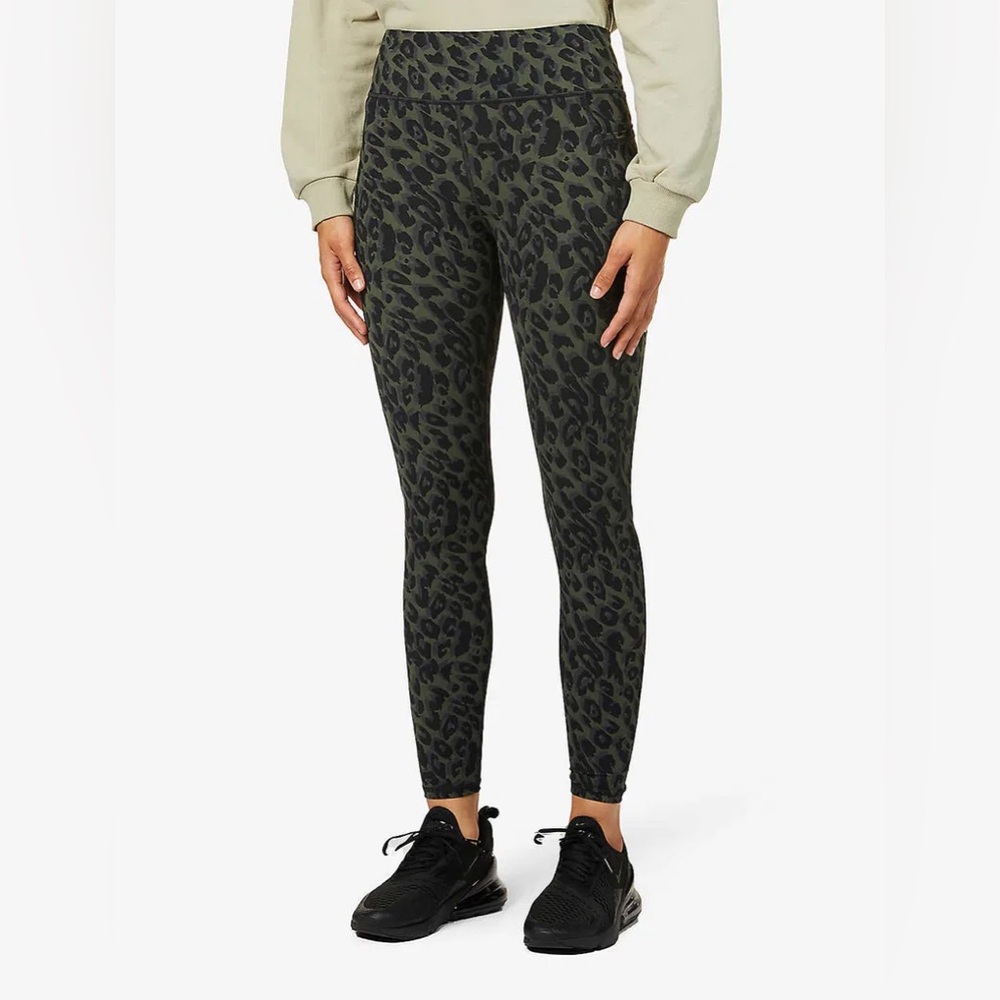 Sweaty Betty Olive Green Leopard Print High-Waist Leggings